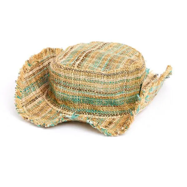 short'n'pietz short'n'pietz Sommerhut aus Hanf, Beige türkis breit gestreift 2, – Produktbild 3 von 4