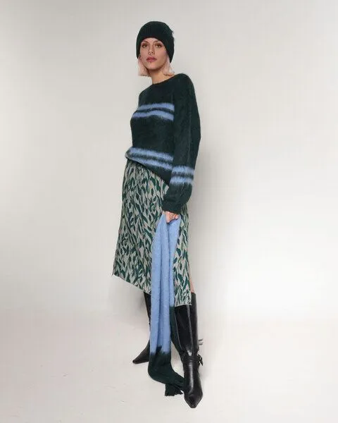 Alma & Lovis Alma & Lovis Flauschiger Strickschal aus gebrushter Alpakawolle | Brushed Scarf, Bleu (blau-grün), – Produktbild 3 von 3