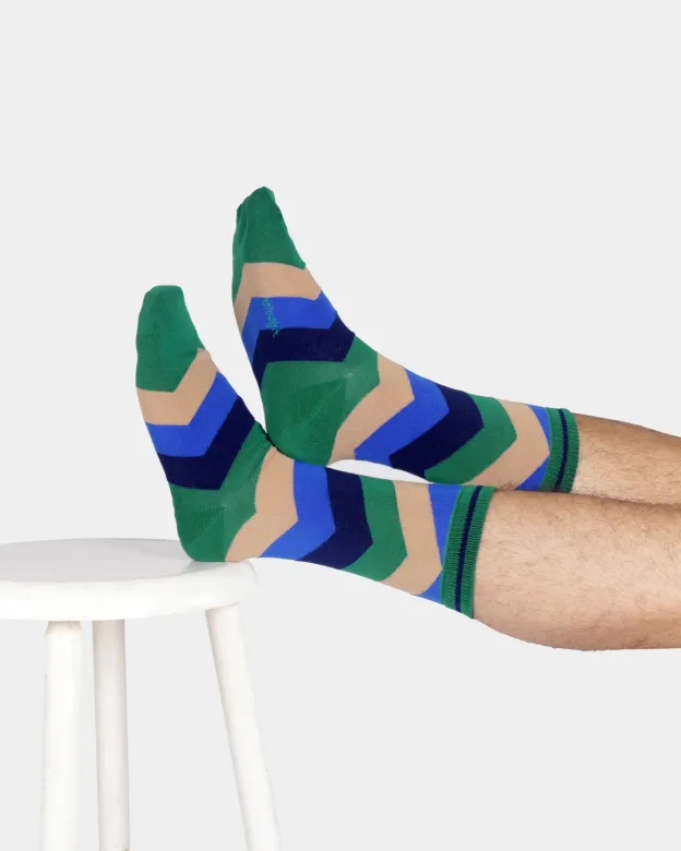 Thought Socken Modell: Zic Zac Stripe, Jewel green, – Produktbild 1 von 1