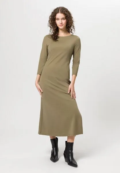 Les Lunes Les Lunes Wadenlanges Jersey-Kleid Dakotaa Dress Midi, Dusky green, – Produktbild 2 von 4