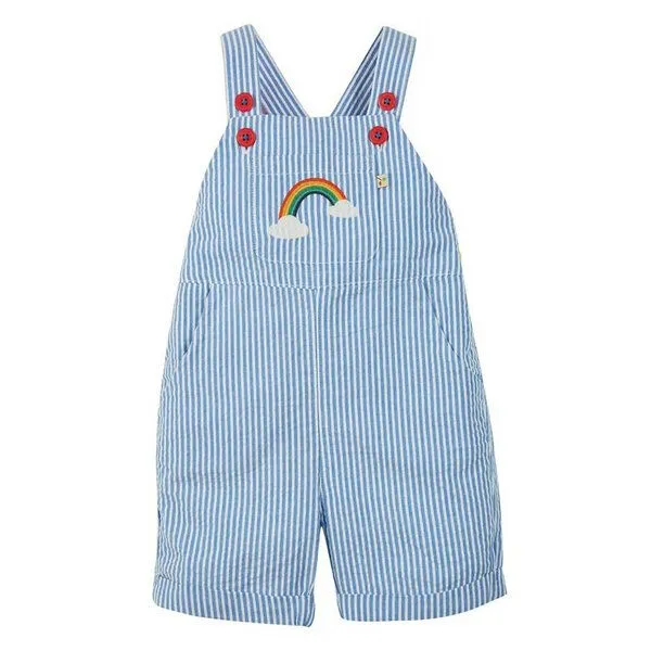 Frugi Frugi Latzhose Regenbogen blau-weiss gestreift Sommerhose – Produktbild 2 von 6