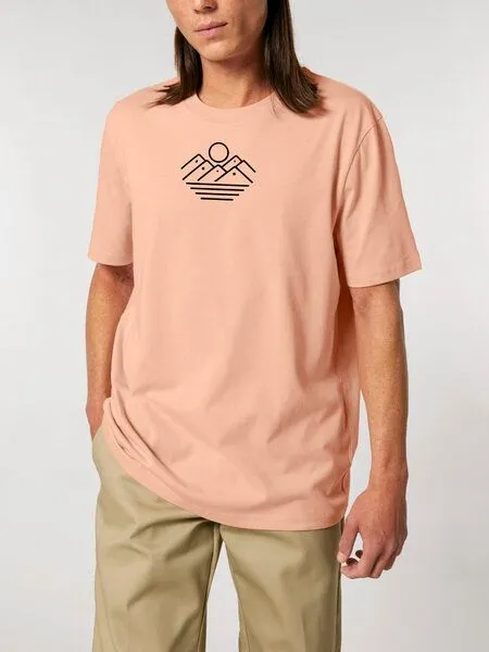 Human Family Human Family Bio Unisex Rundhals T-Shirt "Mountain Silhouette", Pfirsich, – Produktbild 1 von 4