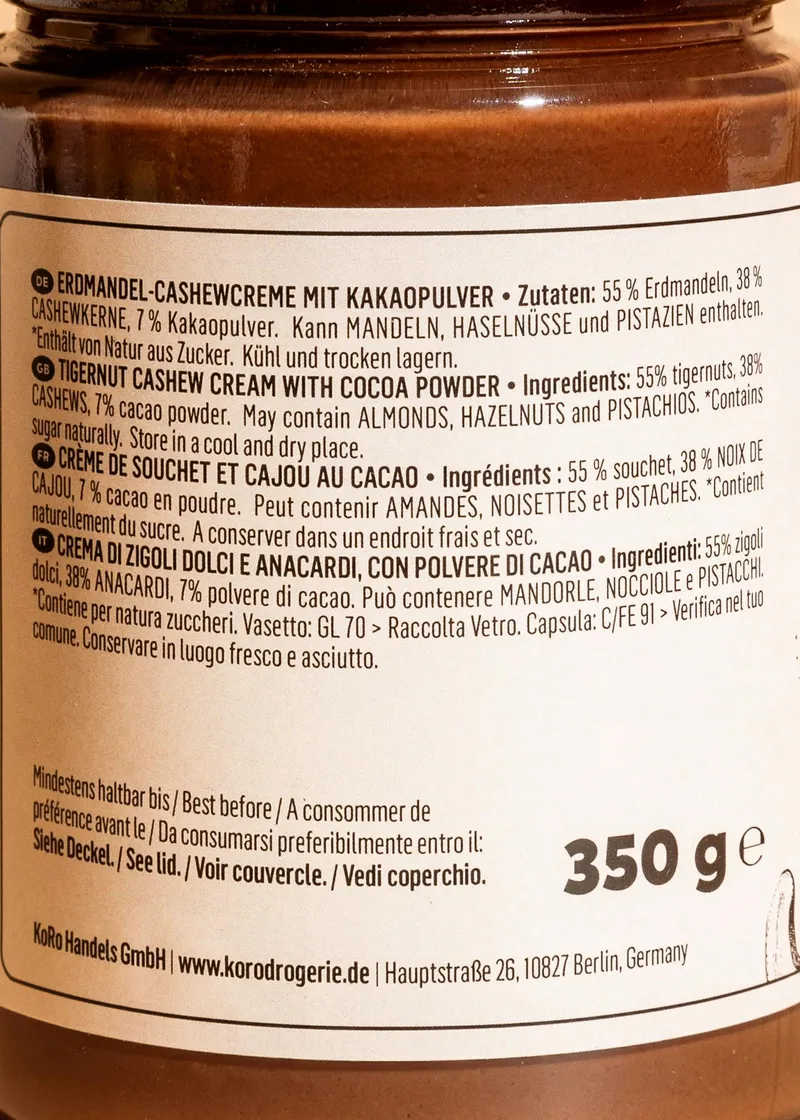 KoRo Erdmandelcreme mit Cashew und Kakao 12 x 350 g – Produktbild 3 von 5