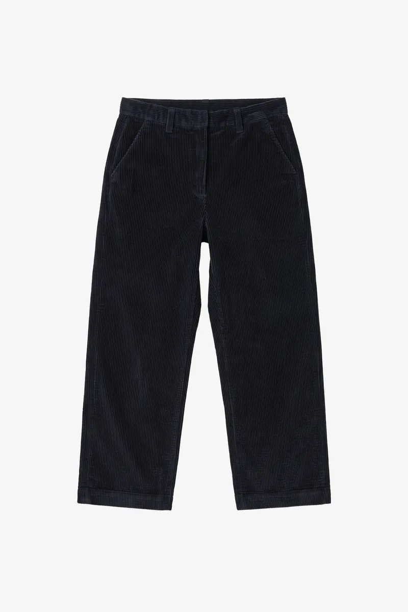KnowledgeCotton Apparel KnowledgeCotton Apparel Damen vegan Hose Bora Wide Cord Schwarz Jet, Schwarz, – Produktbild 1 von 2