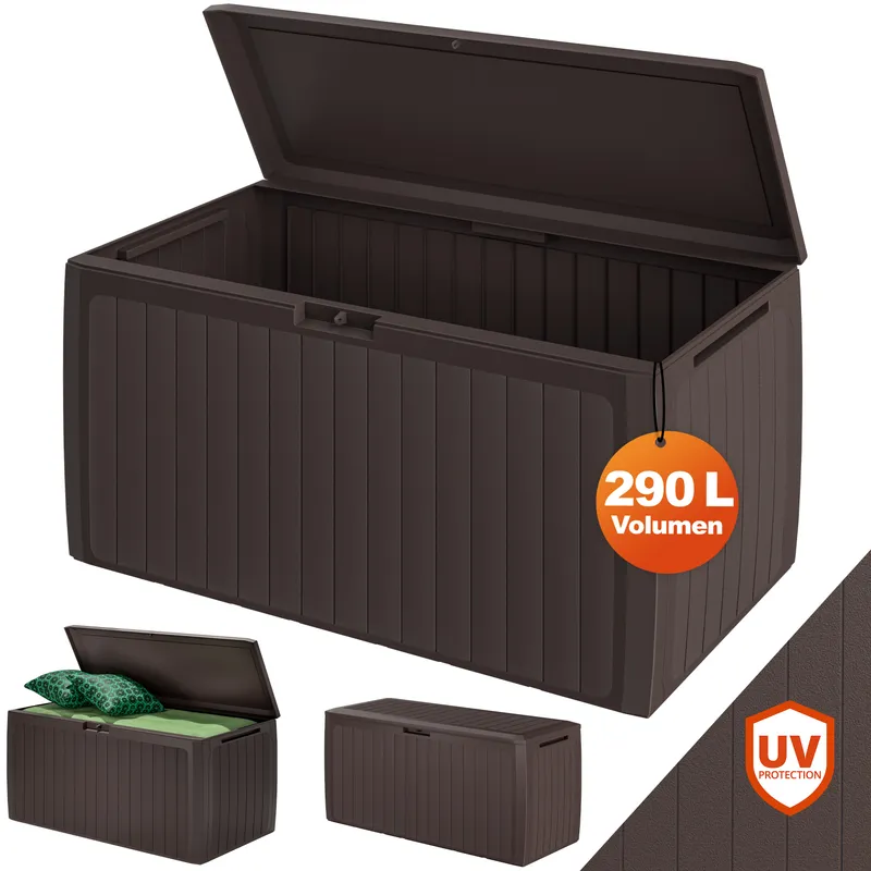 Casaria® Gartenbox 290L Braun Board Plus mit Rollen wetterfest, Braun, – Produktbild 2 von 2