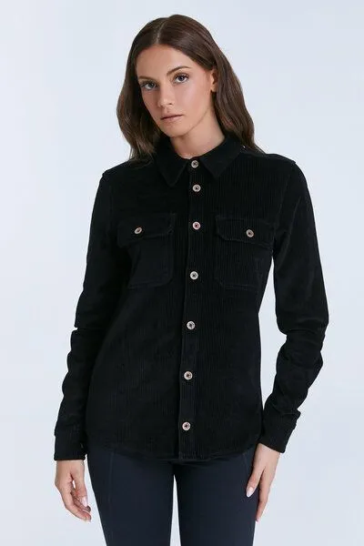 Leela Cotton Leela Cotton 9233-021 | Unisex Cordhemd, Schwarz, – Produktbild 2 von 6