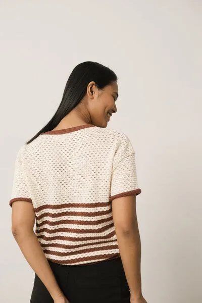 TIRALAHILACHA TIRALAHILACHA Hadara Short Sleeve Knitted Top, Rot, – Produktbild 2 von 4