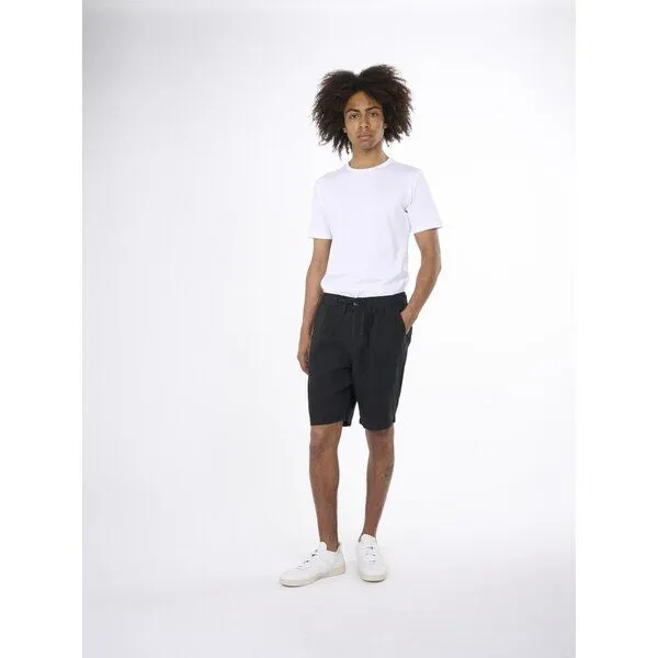 KnowledgeCotton Apparel KnowledgeCotton Apparel Leinenshorts - Loose linen shorts - VEGAN - aus Bio-Leinen, Schwarz (black jet), – Produktbild 2 von 4