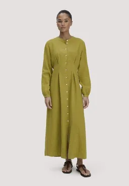 hessnatur hessnatur Gewebe Hemdblusenkleid mit Taillierung Maxi aus Bio-Baumwolle mit Leinen – Produktbild 1 von 1