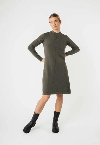 MELA Basic Feinstrick Kleid HARLEEN | von MELA | Fairtrade & GOTS zertifiziert, Grün melange, – Produktbild 1 von 4