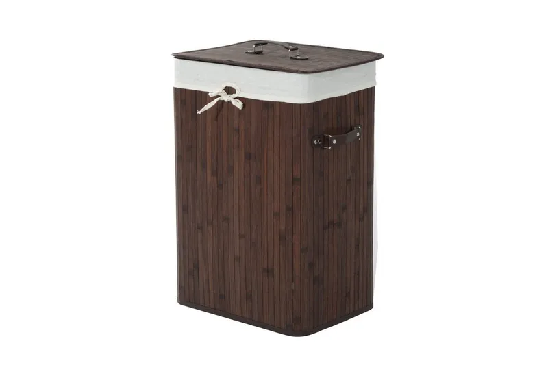 HOMCOM HOMCOM Wäschekorb schmal Wäschesammler mit Griff, für Schlafzimmer & Bad, Schwarz (Wäschekorb, 1 St., Wäschebox), Bambus, faltbar, 72L, Dunkelbraun, 40 x 30 x 60 cm, Braun, – Produktbild 2 von 4