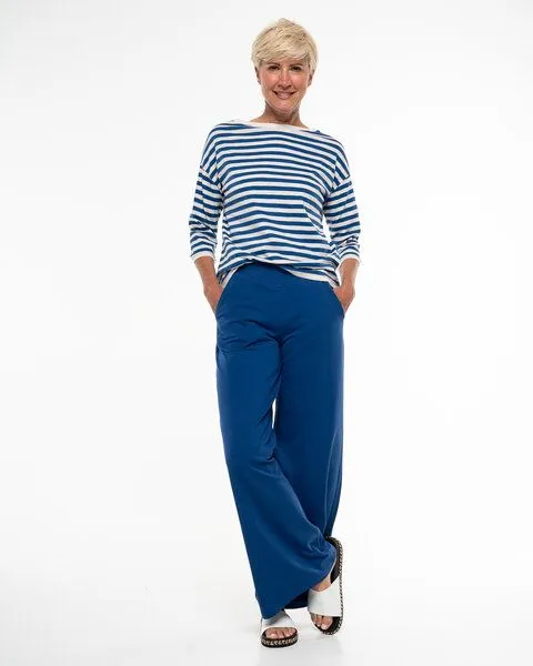 Alma & Lovis Alma & Lovis Lässiges 3/4 Arm Ringelshirt aus Organic Cotton | Ringel Longsleeve, Azur (blau-weiss), – Produktbild 2 von 4