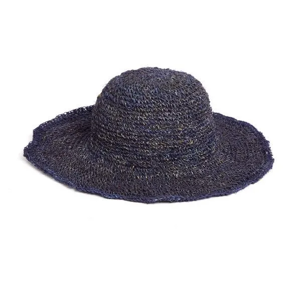 short'n'pietz short'n'pietz gehäkelter Sommerhut aus reinen Hanffasern, Blau, – Produktbild 1 von 6