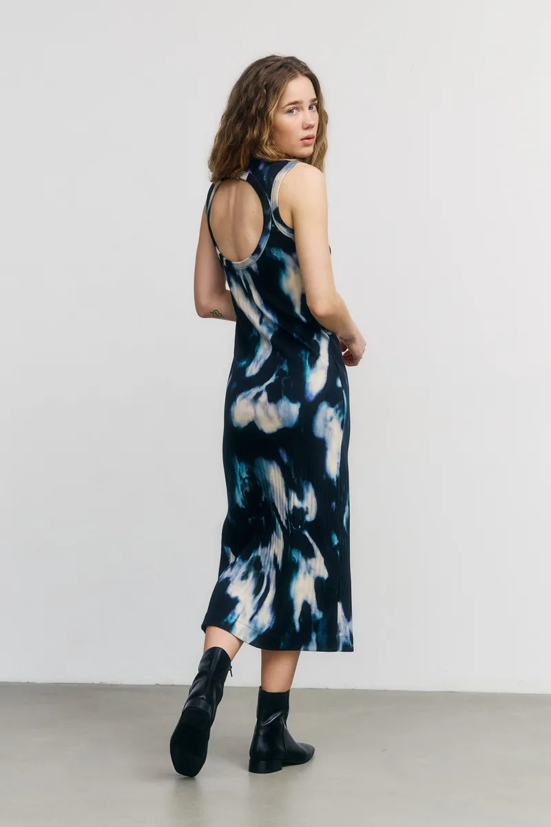 Rotholz Rotholz Damen vegan Kleid Gerippt Tie Dye True Black, Schwarz, – Produktbild 2 von 2