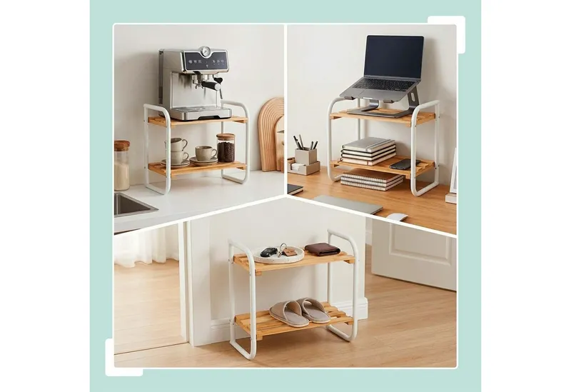 RELAXDAYS RELAXDAYS Standregal Regal Bambus & Metall, 1-tlg., Holzoptik-Weiß, Braun, – Produktbild 5 von 5