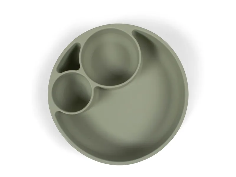Filibabba Filibabba Kinderteller mit Saugnapf aus Silikon Maße 19 x 19 x 5 cm, Grün, – Produktbild 1 von 2