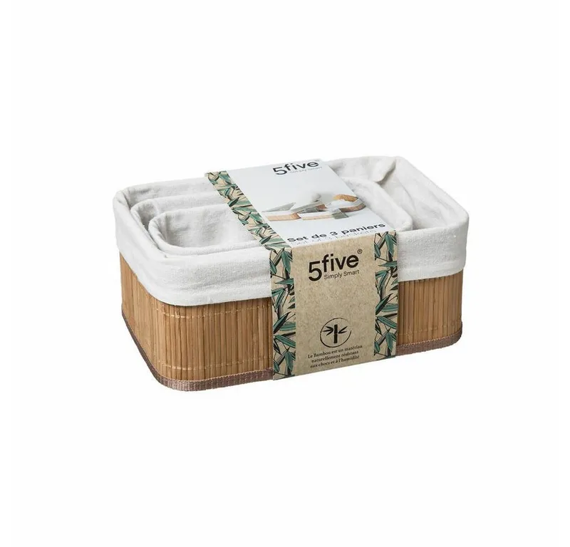 5five Simply Smart Aufbewahrungskorb Aufbewahrungskorb-Set 3-tlg. (Set, 3 St), Braun, – Produktbild 5 von 5