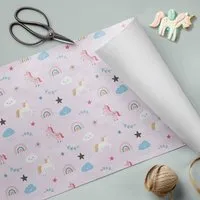 Fines Papeterie Fines Papeterie 3m Geschenkpapier REGENBOGEN EINHORN * für Kinder * auf Rolle * 300x47 cm * – Produktbild 1 von 1