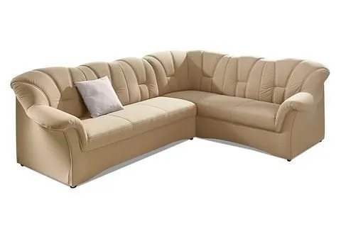 DOMO collection Ecksofa Papenburg B/T/H: 242/190/84 cm L-Form, wahlweise mit Bettfunktion, Langer Schenkel links oder rechts, Beige, – Produktbild 3 von 8