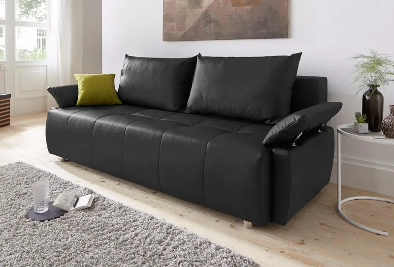 COLLECTION AB Schlafsofa Funtastic, B: 212 cm, Liegefl. 145x187 cm, Armteilverstellung, Schlaffunktion, Bettkasten & Zierkissen, Gästebett mit Federkern, Braun, – Produktbild 2 von 5