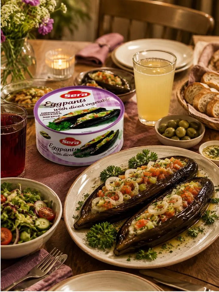 SERA FOOD Fertiggericht Auberginen mit Gemüsewürfeln – mediterran & servierfertig, (Vegane Konserven), Spezialität, servierfertig, vegan/vegetarisch, hochwertige Zutaten – Produktbild 4 von 4