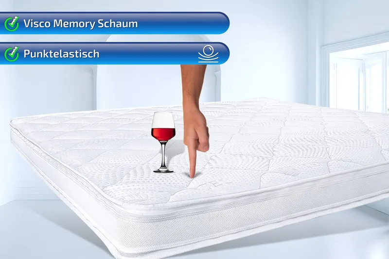 Matratzen Perfekt, Topper Viscotopper TOKIO, 12cm HOCH, mit sehr guter Körpernpassung EXTRA SOFT, 12 cm hoch, Viscoschaum, Topper mit Kern aus viscoelastischem Schaum und umlaufendem Klimaband, Weiß, – Produktbild 3 von 5