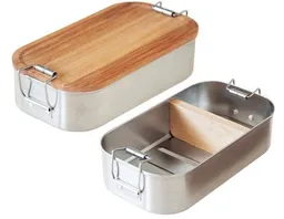 Cameleon Pack Cameleon Pack EDELSTAHL Lunchbox mit Deckel und Trennsteg aus heimischem Buchen Holz – Produktbild 1 von 1
