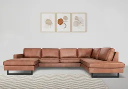 OTTO home Wohnlandschaft Pinto, 350 cm, U-Form, XXL, mit Ottomanen, Cord, Chenille, Lederoptik, mit Keder, Metallfüße, Wellenunterfederung – Produktbild 1 von 1