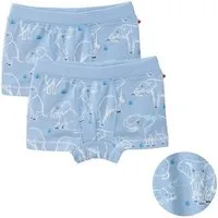 People Wear Organic People Wear Organic 2er-Pack Boxershorts, Set "Unterwasserwelt", weiß-blau geringelt und bedruckt, aus Bio-Baumwolle – Produktbild 1 von 1