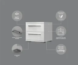 OTTO home Nachtkommode Piano, Nachttisch aus FSC-zertifiziertem Holzwerkstoff, Made in Europe (45/40/43 oder 61cm (B/T/H), ideal passend zum Boxspringbett), UV lackiert, hochglänzend, Soft-Close Funktion, 2 oder 3 Schubladen – Produktbild 1 von 1