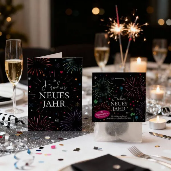Ideenverlag Hamburg Ideenverlag Hamburg 10 „Silvester“ Klee-Samenbomben mit Glücksspruch & 10 Geschenkkarten „Frohes Neues Jahr“ – Produktbild 4 von 4