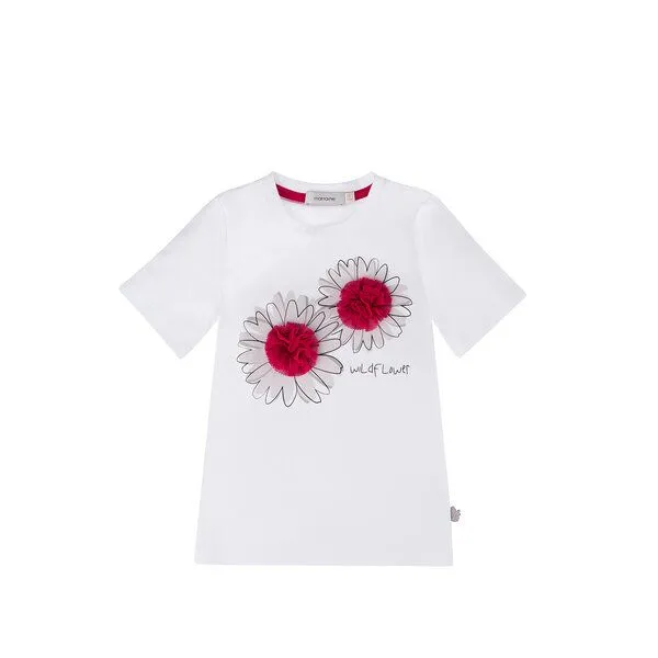 Marraine Kids Marraine Kids T-Shirt aus Bio Baumwolle mit platziertem Druck, Weiss / kirschrot, – Produktbild 1 von 4
