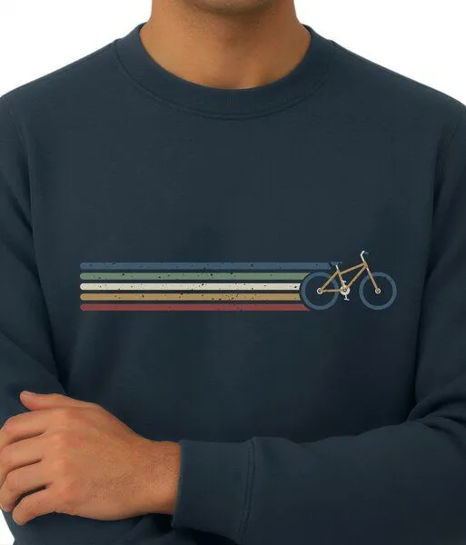 Spreecult Spreecult Retro Fahrrad - Unisex Sweatshirt - Bio und Fair - Bike, Denim (blau), – Produktbild 2 von 4