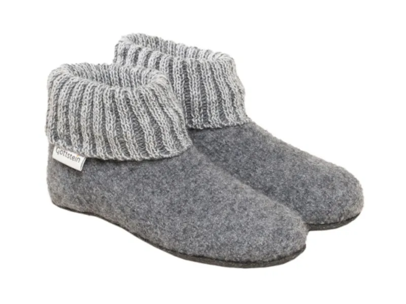 Gottstein Gottstein Kinder-Hüttenschuh Alpine Boot FE - Kinderhausschuh für Mädchen & Jungen aus 100% Schurwolle, Grau, – Produktbild 1 von 6