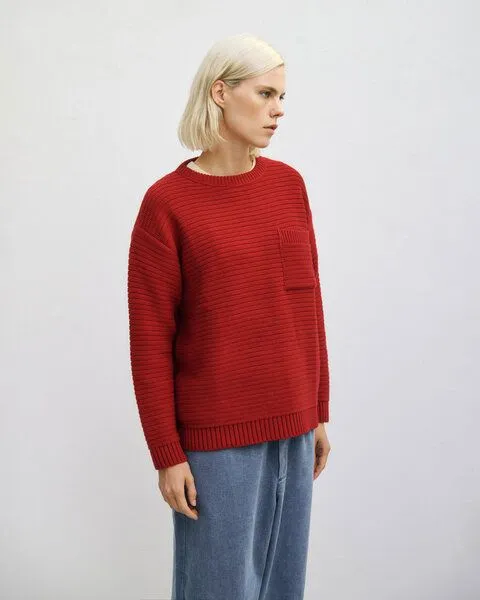 Rotholz Rotholz Gerippter Strickpullover Bio Baumwolle, Rot, – Produktbild 5 von 8