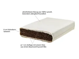 Lonsberg Lonsberg Kindermatratze 70x140 cm mit latexiertem Kokoskern Lyocellbezug abnehmbar – Produktbild 1 von 1