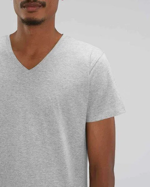 YTWOO YTWOO Männer Bio T-Shirt mit V-Ausschnitt, versch. Farben meliert, Grau meliert, – Produktbild 3 von 4