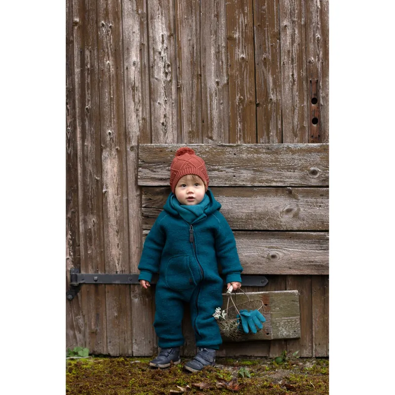 Pure Pure Pure Pure Wollwalk-Overall mit Kapuze und Klappbündchen, Tuerkis, – Produktbild 3 von 3