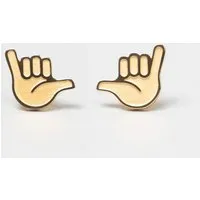 Fyngers Fyngers Ohrstecker aus chirurgischen Edelstahl hochglanzpoliert HANG LOOSE, Gold, – Produktbild 3 von 7