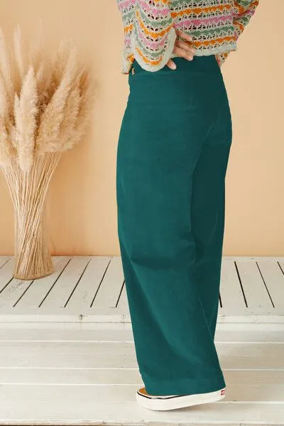 La Gitana La Gitana Damen Cordhose „Lina“ aus Stretch Bio Baumwolle, Passform: Loose Fit, Petrol (blaugrün), – Produktbild 1 von 3