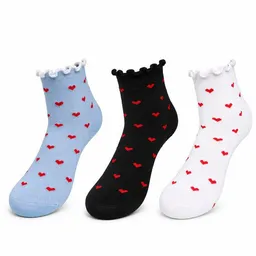 Bruno Barella Bruno Barella Damen Bio Sneaker Socken 3er Set – Herz, Cocktail & Früchte Muster – Produktbild 1 von 1