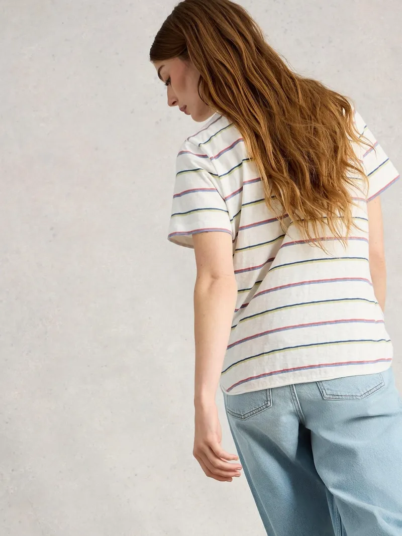 White Stuff Gestreiftes T-Shirt Clara - 46, Elfenbein multi, – Produktbild 4 von 4