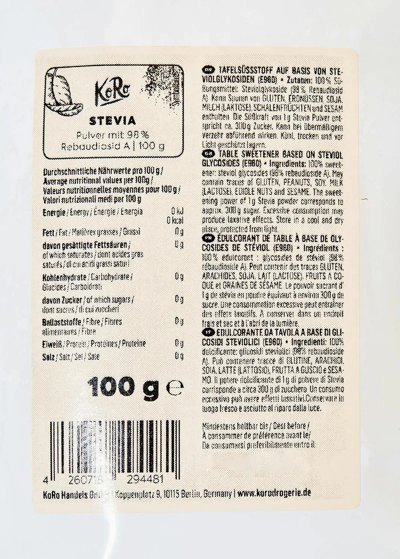 KoRo Stevia 100 g – Produktbild 3 von 4