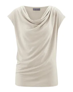 HempAge Hempage Damen vegan Top Mit Wasserfall Ausschnitt Distel Beige – Produktbild 1 von 1