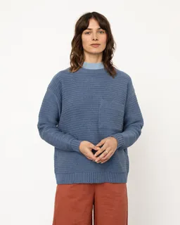 Rotholz Rotholz Damen vegan Pullover Gestrickt Gerippt Blau – Produktbild 1 von 1