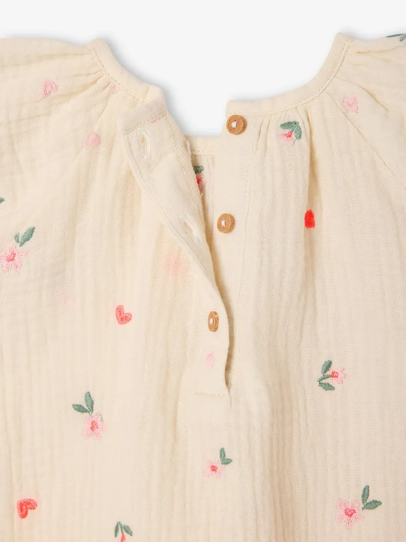 Vertbaudet Baby Bluse mit kurzen Ärmeln, Wollweiß, – Produktbild 4 von 4