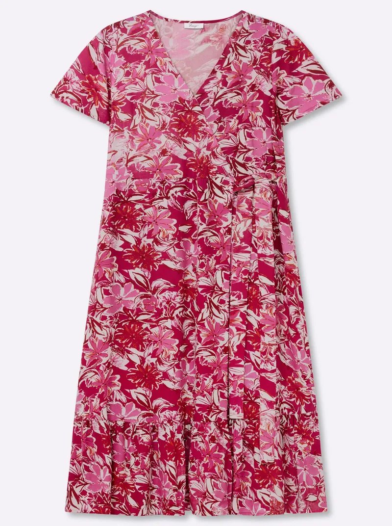 sheego by Joe Browns Wickelkleid, Erdbeere-pink-gemustert, – Produktbild 1 von 2