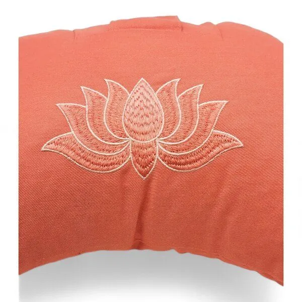 BAGHI BAGHI Meditationskissen Halbmond Lotus Bestickung - aus Bio-Baumwolle kbA Sitzhöhe 14 cm, Flamingo, – Produktbild 3 von 4