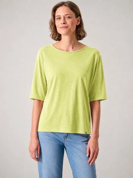 HempAge Hempage Damen Halbarm T-Shirt Hanf/Biobaumwolle, Lind(grün), – Produktbild 2 von 4