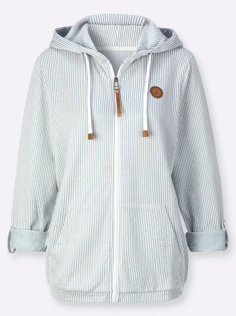 Witt Sweatjacke bleu-ecru-gestreift, Bleu-ecru-gestreift, – Produktbild 1 von 2